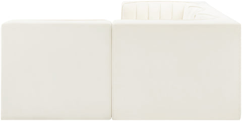 Talia Cream Velvet Performance Fabric Upholstered Sectional, 4-Piece (Style 2)