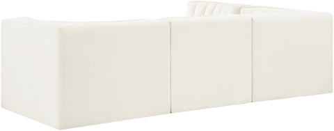 Talia Cream Velvet Performance Fabric Upholstered Sectional, 4-Piece (Style 2)