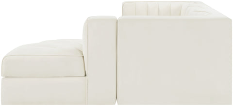 Talia Cream Velvet Performance Fabric Upholstered Sectional, 4-Piece (Style 3)