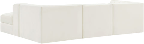 Talia Cream Velvet Performance Fabric Upholstered Sectional, 4-Piece (Style 3)