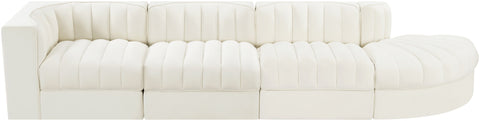 Talia Cream Velvet Performance Fabric Upholstered Sectional, 4-Piece (Style 4)