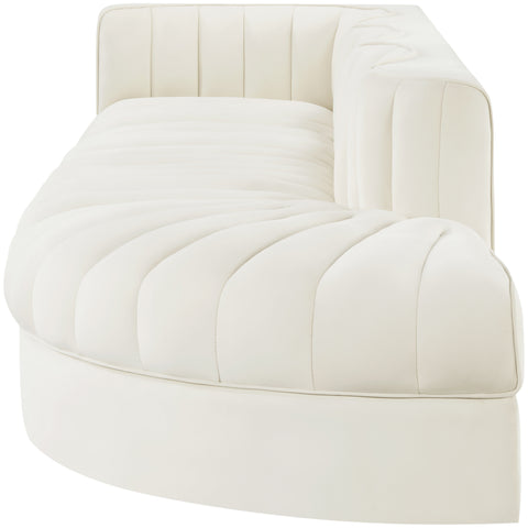 Talia Cream Velvet Performance Fabric Upholstered Sectional, 4-Piece (Style 4)