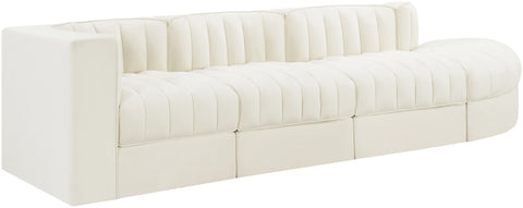 Talia Cream Velvet Performance Fabric Upholstered Sectional, 4-Piece (Style 4)