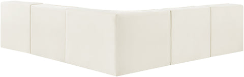 Talia Cream Velvet Performance Fabric Upholstered Sectional, 5-Piece