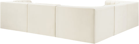 Talia Cream Velvet Performance Fabric Upholstered Sectional, 5-Piece (Style 2)