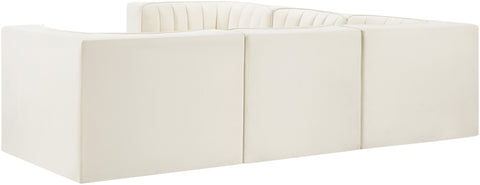 Talia Cream Velvet Performance Fabric Upholstered Sectional, 5-Piece (Style 2)