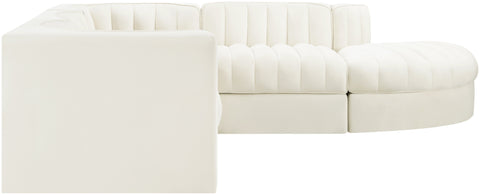 Talia Cream Velvet Performance Fabric Upholstered Sectional, 5-Piece (Style 3)