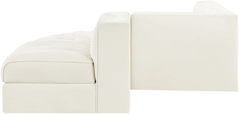 Talia Cream Velvet Performance Fabric Upholstered Sectional, 5-Piece (Style 4)