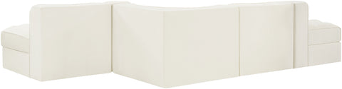Talia Cream Velvet Performance Fabric Upholstered Sectional, 5-Piece (Style 4)