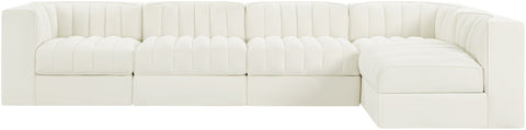 Talia Cream Velvet Performance Fabric Upholstered Sectional, 5-Piece (Style 5)