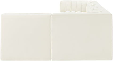 Talia Cream Velvet Performance Fabric Upholstered Sectional, 5-Piece (Style 5)