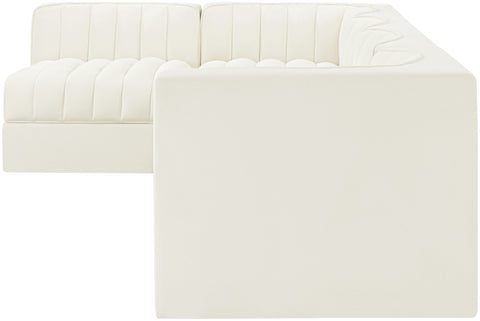 Talia Cream Velvet Performance Fabric Upholstered Sectional, 5-Piece (Style 5)