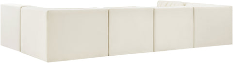 Talia Cream Velvet Performance Fabric Upholstered Sectional, 6-Piece