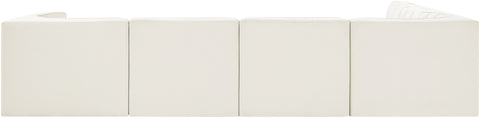 Talia Cream Velvet Performance Fabric Upholstered Sectional, 6-Piece (Style 2)