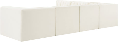 Talia Cream Velvet Performance Fabric Upholstered Sectional, 6-Piece (Style 2)