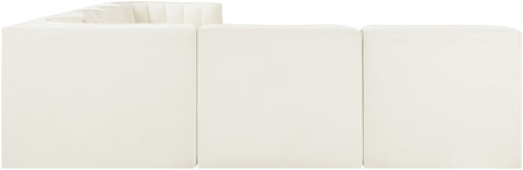 Talia Cream Velvet Performance Fabric Upholstered Sectional, 6-Piece (Style 2)