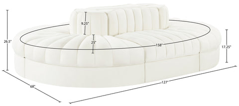 Talia Cream Velvet Performance Fabric Upholstered Sectional, 6-Piece (Style 3)