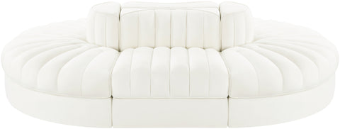 Talia Cream Velvet Performance Fabric Upholstered Sectional, 6-Piece (Style 3)