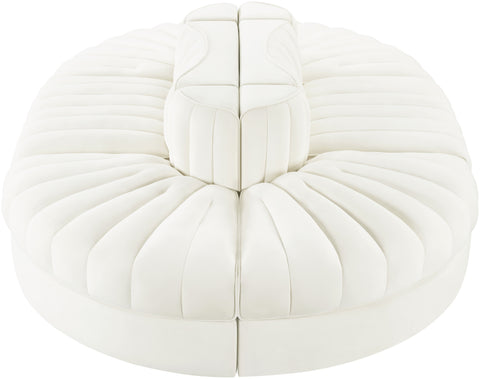 Talia Cream Velvet Performance Fabric Upholstered Sectional, 6-Piece (Style 3)