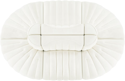 Talia Cream Velvet Performance Fabric Upholstered Sectional, 6-Piece (Style 3)