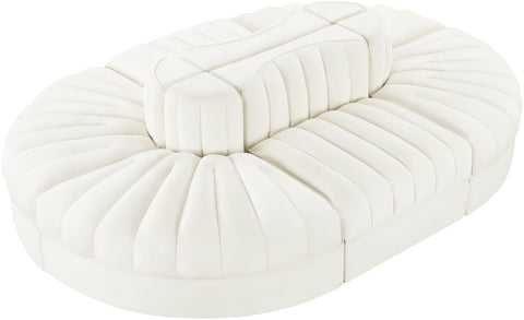 Talia Cream Velvet Performance Fabric Upholstered Sectional, 6-Piece (Style 3)
