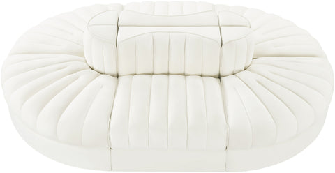 Talia Cream Velvet Performance Fabric Upholstered Sectional, 6-Piece (Style 3)
