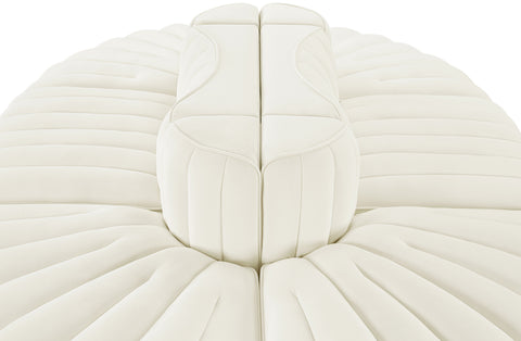 Talia Cream Velvet Performance Fabric Upholstered Sectional, 6-Piece (Style 3)
