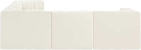 Talia Cream Velvet Performance Fabric Upholstered Sectional, 6-Piece (Style 4)