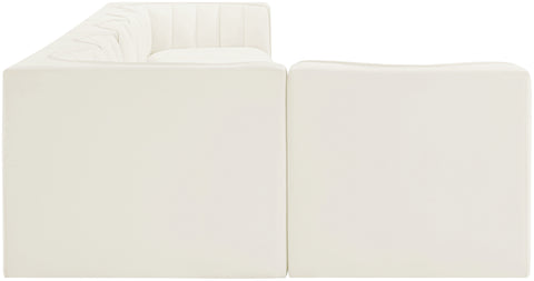 Talia Cream Velvet Performance Fabric Upholstered Sectional, 6-Piece (Style 5)