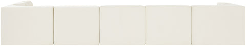 Talia Cream Velvet Performance Fabric Upholstered Sectional, 6-Piece (Style 5)