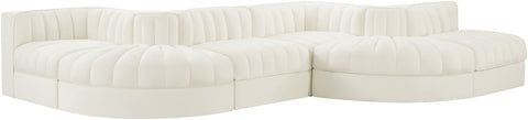 Talia Cream Velvet Performance Fabric Upholstered Sectional, 6-Piece (Style 6)