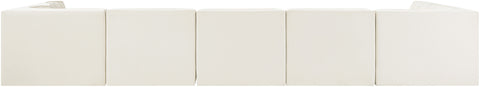 Talia Cream Velvet Performance Fabric Upholstered Sectional, 7-Piece (Style 2)