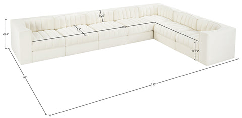 Talia Cream Velvet Performance Fabric Upholstered Sectional, 7-Piece (Style 3)