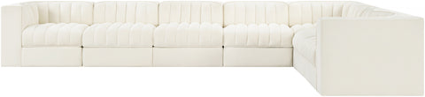Talia Cream Velvet Performance Fabric Upholstered Sectional, 7-Piece (Style 3)