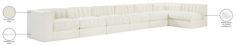 Talia Cream Velvet Performance Fabric Upholstered Sectional, 7-Piece (Style 4)
