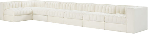 Talia Cream Velvet Performance Fabric Upholstered Sectional, 7-Piece (Style 4)