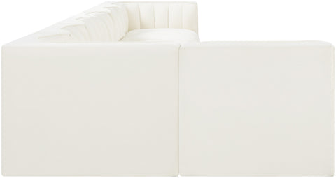 Talia Cream Velvet Performance Fabric Upholstered Sectional, 7-Piece (Style 4)