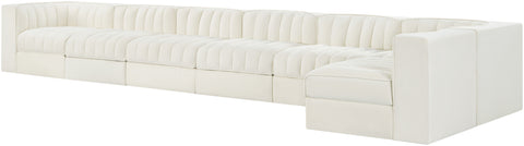 Talia Cream Velvet Performance Fabric Upholstered Sectional, 7-Piece (Style 4)