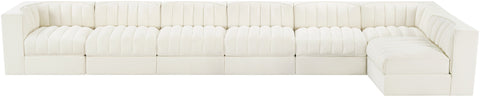 Talia Cream Velvet Performance Fabric Upholstered Sectional, 7-Piece (Style 4)