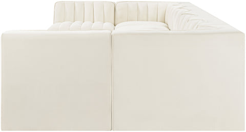 Talia Cream Velvet Performance Fabric Upholstered Sectional, 8-Piece