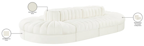 Talia Cream Velvet Performance Fabric Upholstered Sectional, 8-Piece (Style 2)