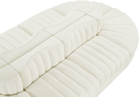 Talia Cream Velvet Performance Fabric Upholstered Sectional, 8-Piece (Style 2)
