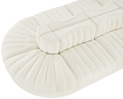Talia Cream Velvet Performance Fabric Upholstered Sectional, 8-Piece (Style 2)
