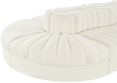 Talia Cream Velvet Performance Fabric Upholstered Sectional, 8-Piece (Style 2)