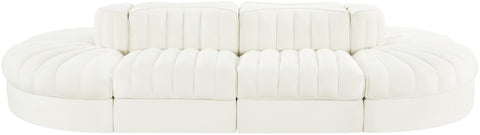 Talia Cream Velvet Performance Fabric Upholstered Sectional, 8-Piece (Style 2)
