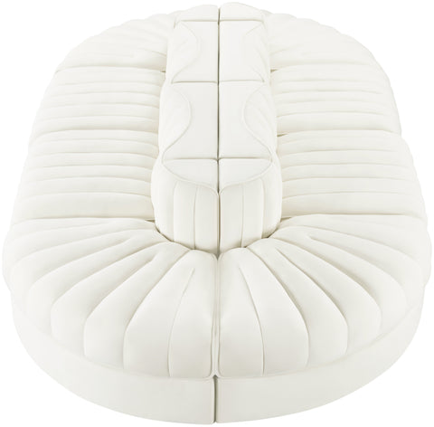Talia Cream Velvet Performance Fabric Upholstered Sectional, 8-Piece (Style 2)