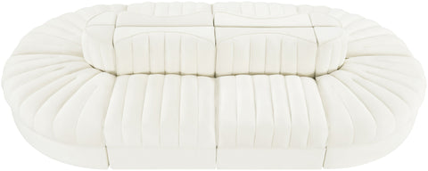 Talia Cream Velvet Performance Fabric Upholstered Sectional, 8-Piece (Style 2)