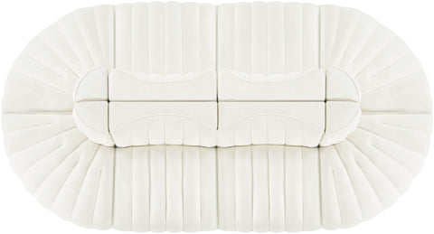 Talia Cream Velvet Performance Fabric Upholstered Sectional, 8-Piece (Style 2)