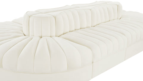 Talia Cream Velvet Performance Fabric Upholstered Sectional, 8-Piece (Style 2)
