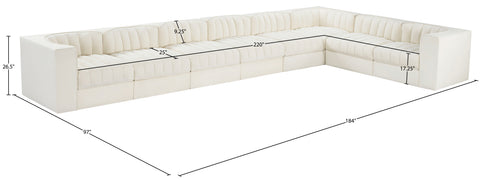 Talia Cream Velvet Performance Fabric Upholstered Sectional, 8-Piece (Style 3)